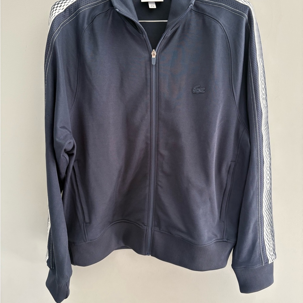 Lacoste men’s zipped pique sweatshirt blue